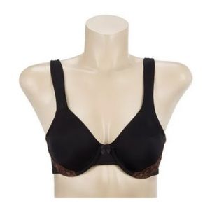Barely Breezies Microfiber Bra with Contrast Lace Detail NWT 32A QVC $37.75